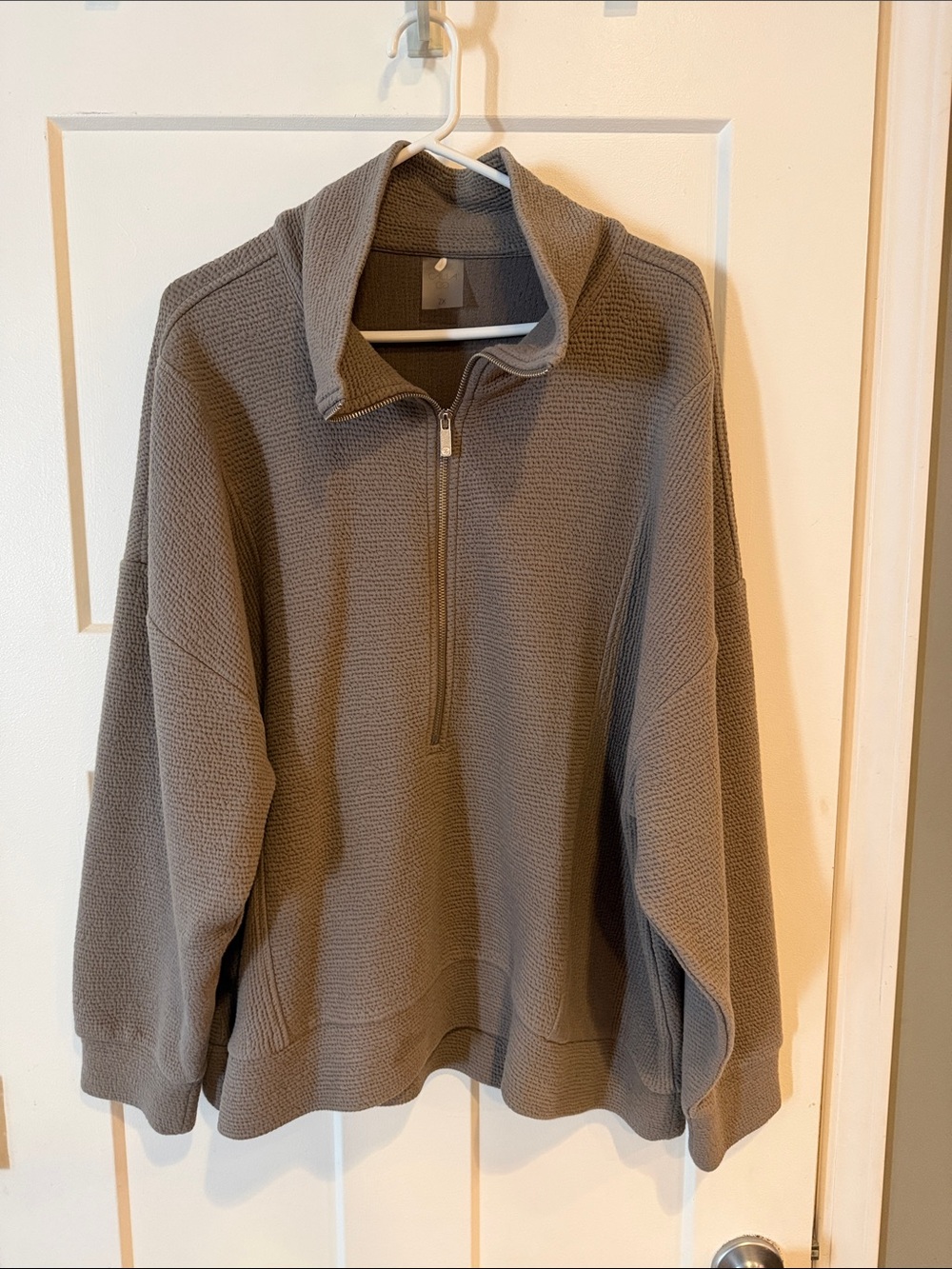 Women’s putty brownish  Half-Zip Waffle-Knit Sweatshirt sweater